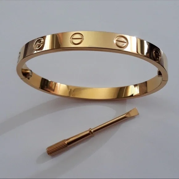 Gold Love Screw Bangle Bracelet with Screw Driver - Picture 5 of 5